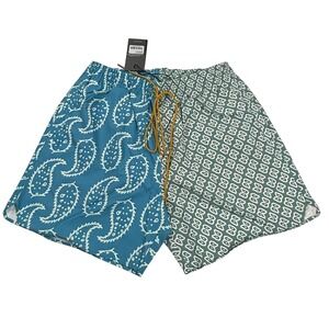 Rhude Mens XL Paisley Swim Shorts Blue Green Wool Viscose Luxury Streetwear NEW